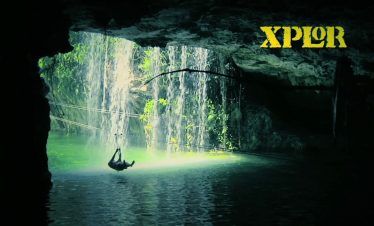 tirolesa en río subterráneo de xplor